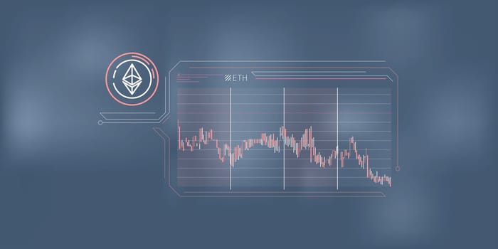 A laconic, simple infographic showing the fall of the Ethereum on the stock exchange.