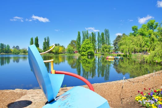 Natural lake with sunny day