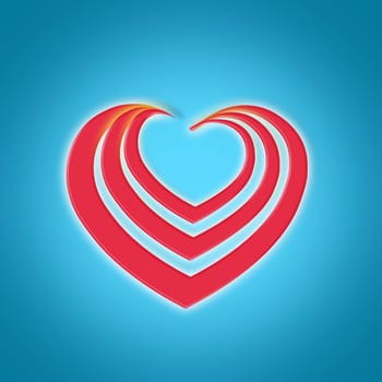 Illustration, heart and creative symbol for love or devotion, care and blue background. Shape, romance and sketch for valentines day celebration, icon and abstract art for support or peace emotion.