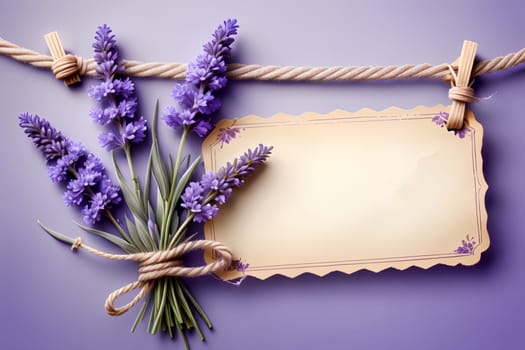 beautiful lavender flowers on abstract purple background