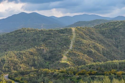 Troodos mountains Cyprus, aerial drone photo, picturesque place for hiking and cycling. natural beauty, 3