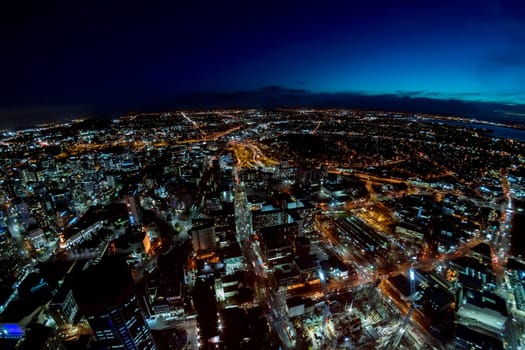 Auckland Night view aerial panorama landscape