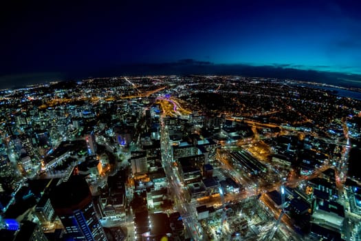 Auckland Night view aerial panorama landscape