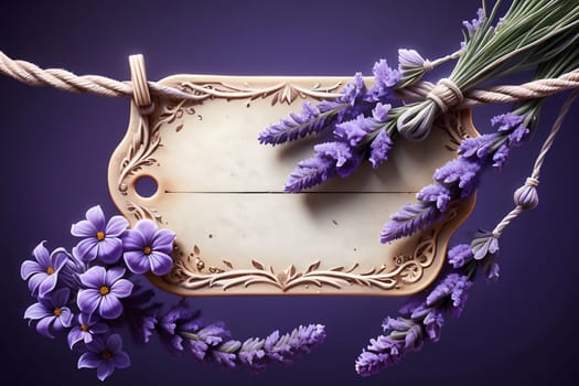 beautiful lavender flowers on abstract purple background