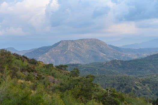 Troodos mountains, Cyprus. Agricultural fields on mountainous terrain 1