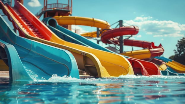 Water slides in the water park AI