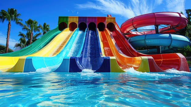 Water slides in the water park AI