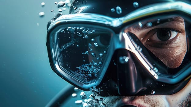Man in scuba diving mask in water AI