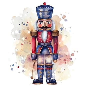 Nutcracker painted in watercolor on white paper AI