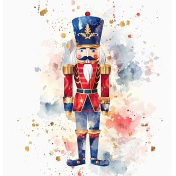 Nutcracker painted in watercolor on white paper AI