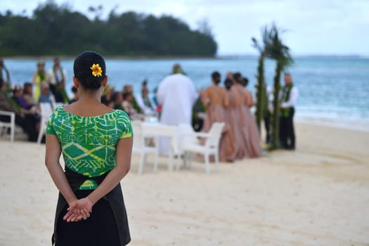 Wedding on tropical paradise polynesia sandy beach