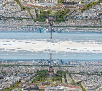 Paris Eiffel tower and city view aerial landscape from montparnasse tower