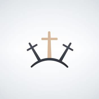 illustration of Good Friday banner, Three crosses icon. Christian faith crucifixion