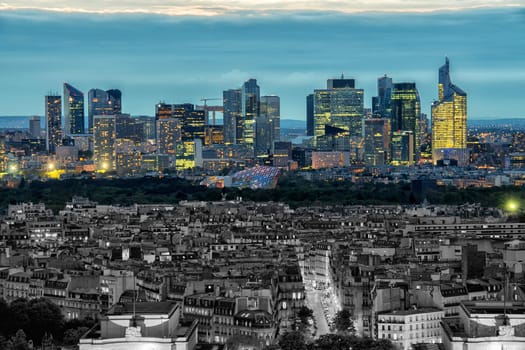 black and white old and color new Paris aerial view landscape panorama from eiffel tower