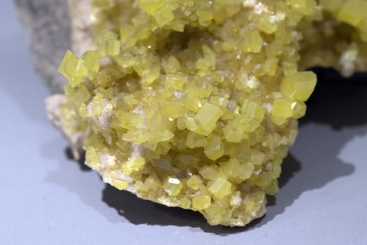 yellow Sulfur on rock macro