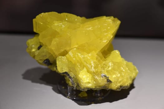 yellow Sulfur on rock macro