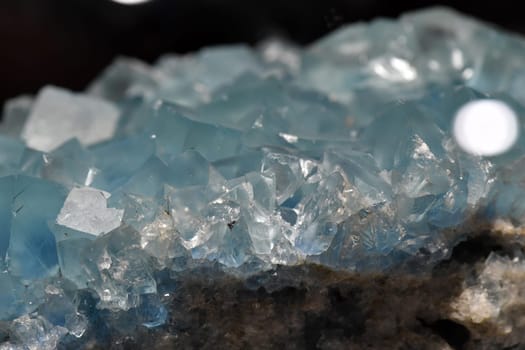 blue aragonite fluorite crystal close up quartz