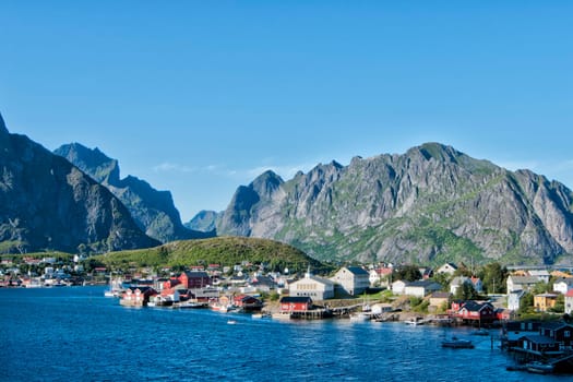 Lofoten Island fishermen village red houses