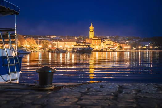 Island town of Krk evening waterfront view, Kvarner region of Croatia