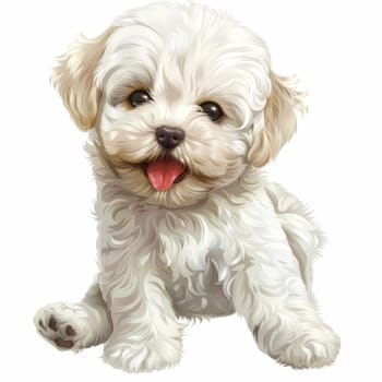 The Bichon Frise breed dog is isolated on a white background. Illustration.