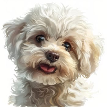 The Bichon Frise breed dog is isolated on a white background. Illustration.