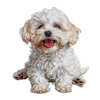 The Bichon Frise breed dog is isolated on a white background. Illustration.