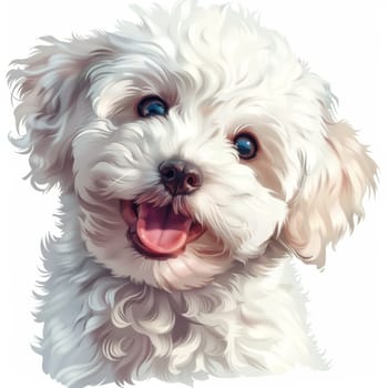 The Bichon Frise breed dog is isolated on a white background. Illustration.