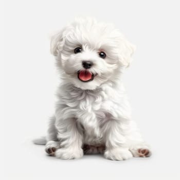 The Bichon Frise breed dog is isolated on a white background. Illustration.