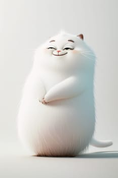 Cartoon fat cat on a white background. 3d illustration.