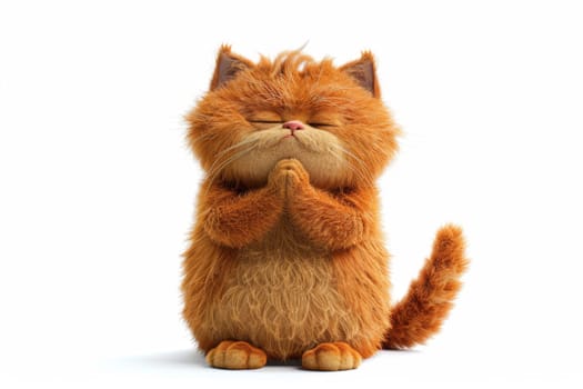 Cartoon fat cat on a white background. 3d illustration.