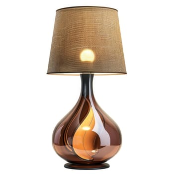 Stylish designer table lamp standing in the interior.