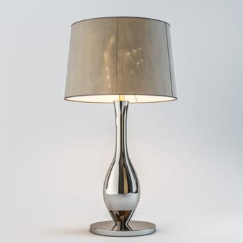 Stylish designer table lamp standing in the interior.