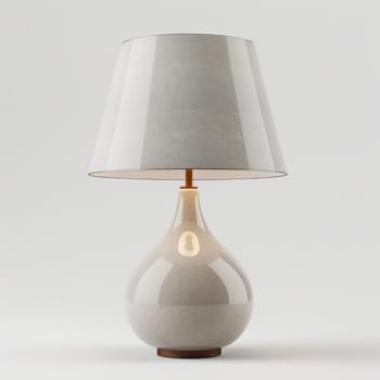 Stylish designer table lamp standing in the interior.