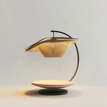 Stylish designer table lamp standing in the interior.