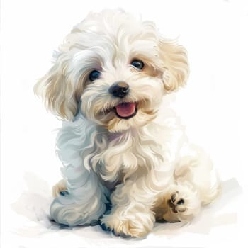 The Bichon Frise breed dog is isolated on a white background. Illustration.