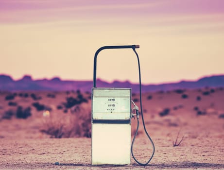 Vintage Retro Pump At An Abandoned Gas Station In The US Mojave Desert