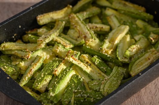 zucchini baked in the oven on a wooden table 3