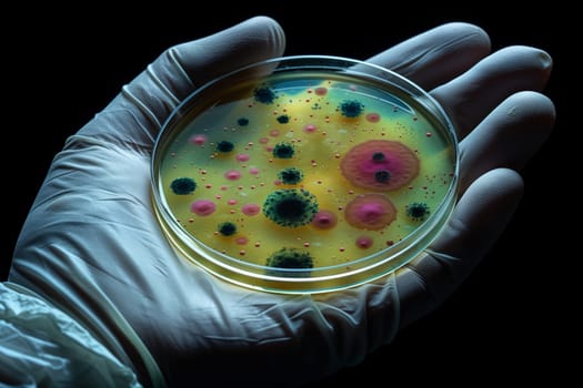 A person is holding a petri dish with bacteria growing inside. The dish contains pineapple, a natural food ingredient, which is a key component in their recipe for producing healthy and fresh fruit