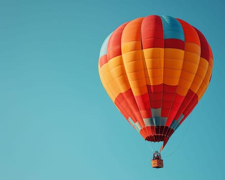 A colorful hot air balloon floating against a clear blue sky, representing freedom and adventure.