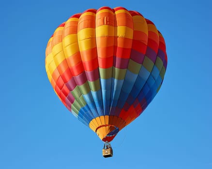 A colorful hot air balloon floating against a clear blue sky, representing freedom and adventure.