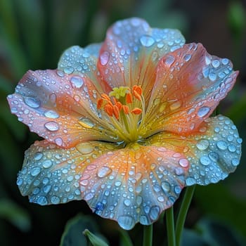 Fresh dew on a colorful garden flower, capturing the essence of spring.