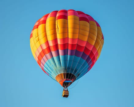 A colorful hot air balloon floating against a clear blue sky, representing freedom and adventure.