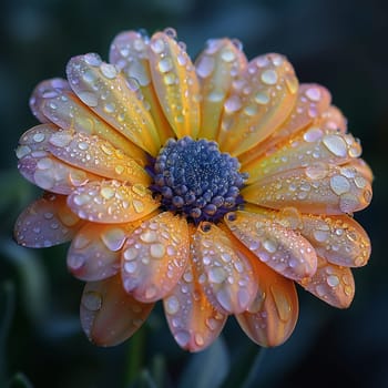 Fresh dew on a colorful garden flower, capturing the essence of spring.