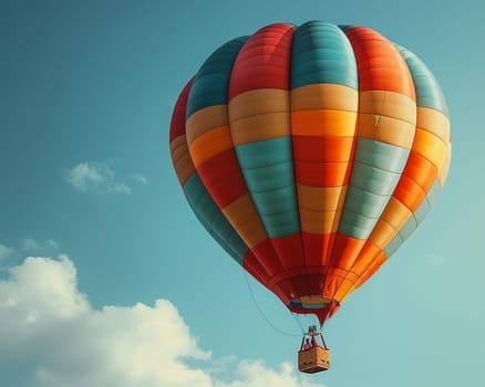 A colorful hot air balloon floating against a clear blue sky, representing freedom and adventure.