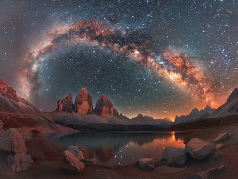 The Milky Way arching over a quiet mountain landscape, evoking wonder and the vastness of space.