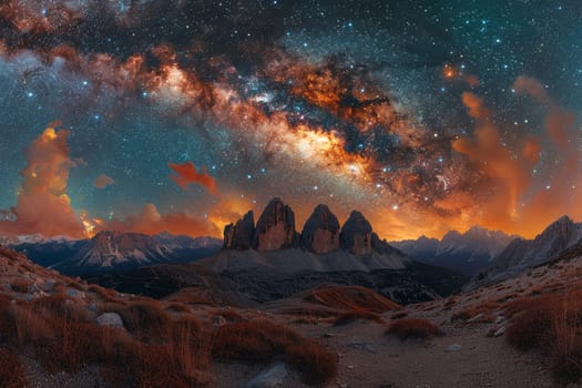 The Milky Way arching over a quiet mountain landscape, evoking wonder and the vastness of space.