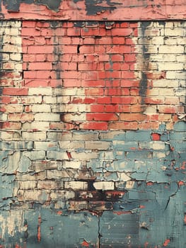 Old brick wall with peeling paint, great for vintage and rustic background themes.