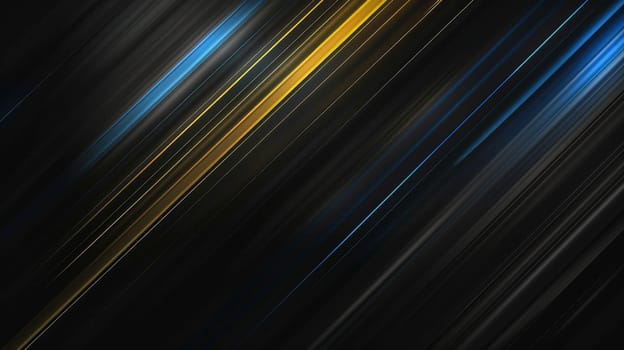 Abstract lines blue and yellow on black background, Abstract futuristic background.