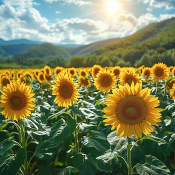 A field of sunflowers facing the sun, representing growth and positivity.