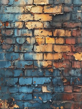 Old brick wall with peeling paint, great for vintage and rustic background themes.